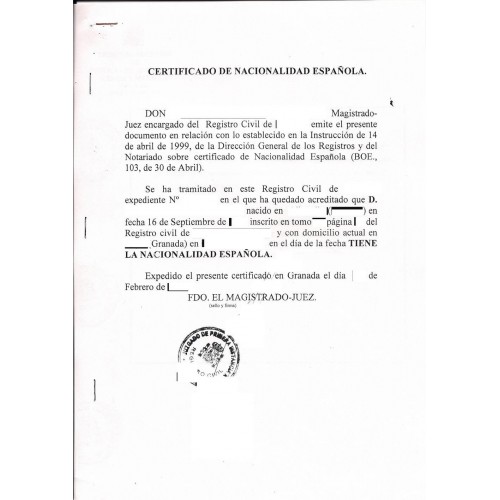 Certificado de nacionalidad