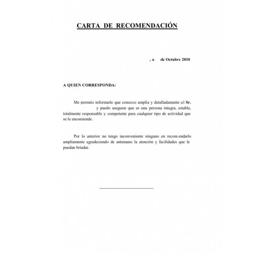 Carta de recomendación